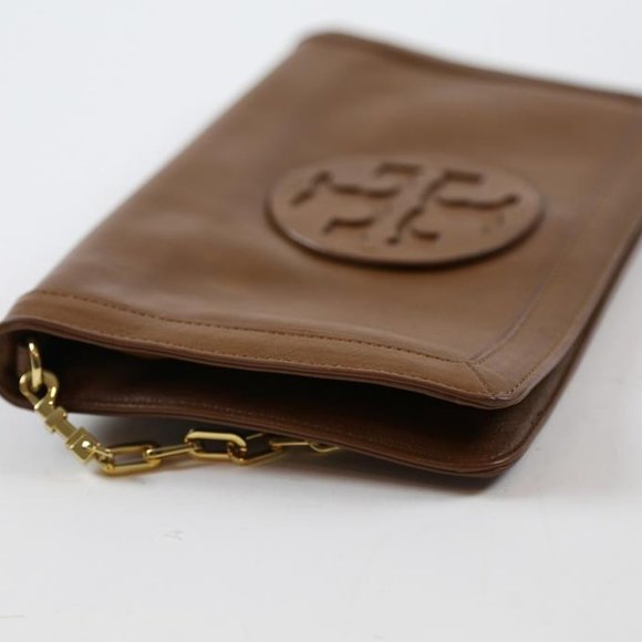 Tory Burch Brown Leather Fold over Shoulder Bag - Picture 5 of 8